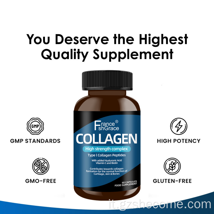 Peptidi di collagene marino organico capsule con vitamina C